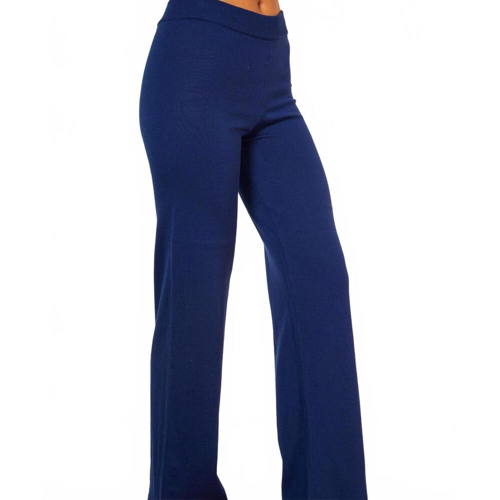Straight Leg Knit Pants in Navy